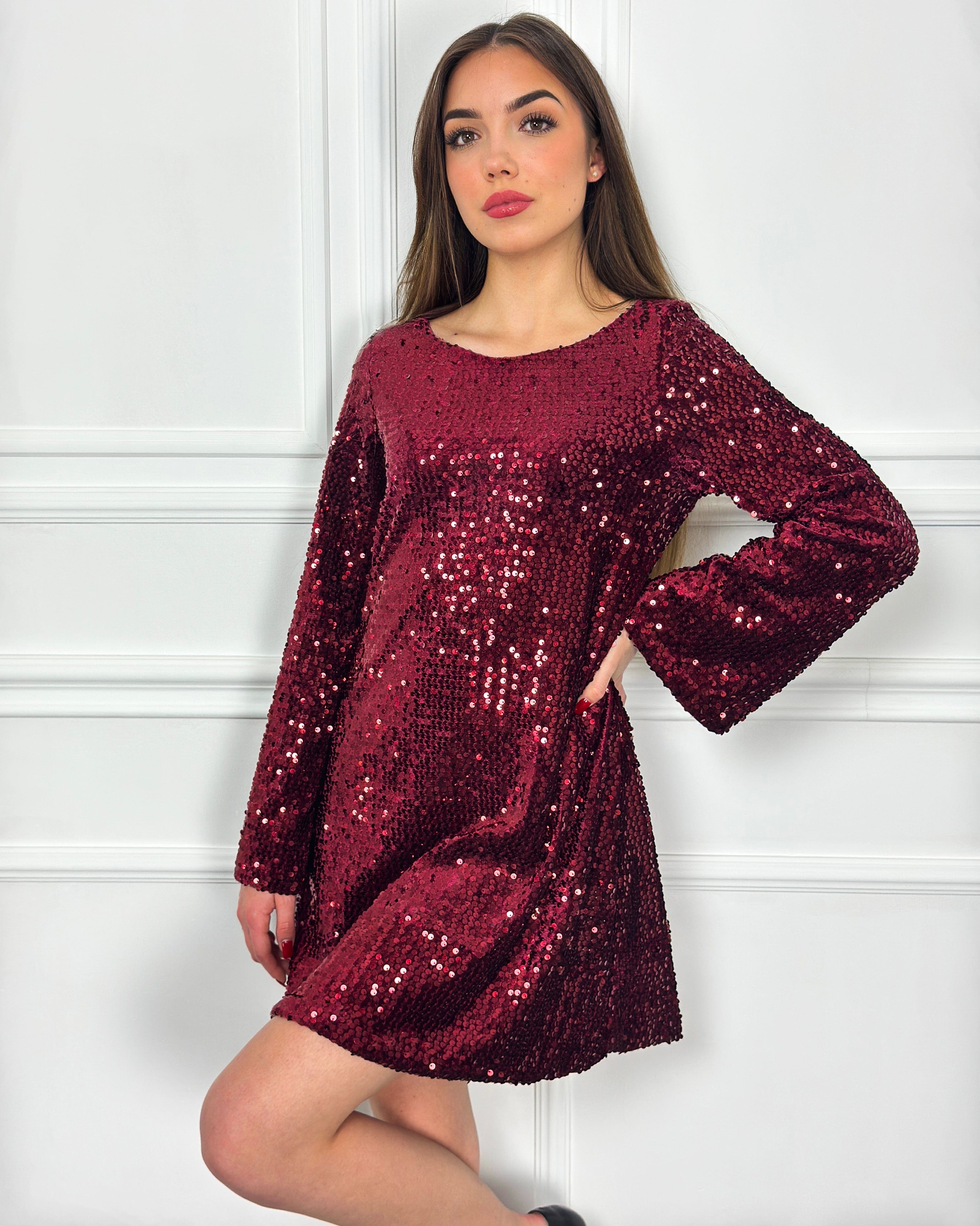 Cloud Wear AGATHA Cekinowa Sukienka Mini z Szerokimi Rękawami