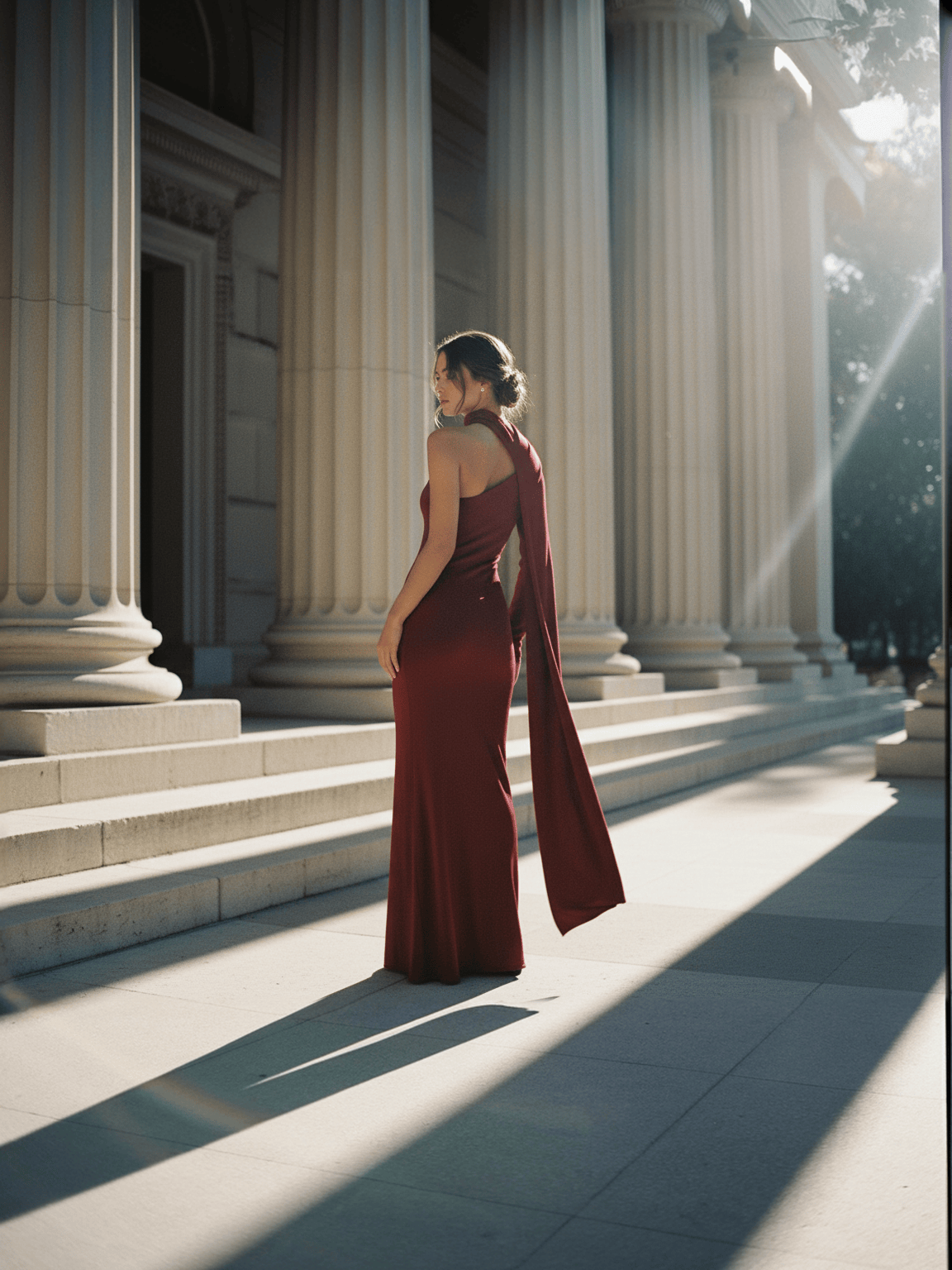 Cloud Wear KAYA Długa Suknia z Szalem na Jedno Ramię